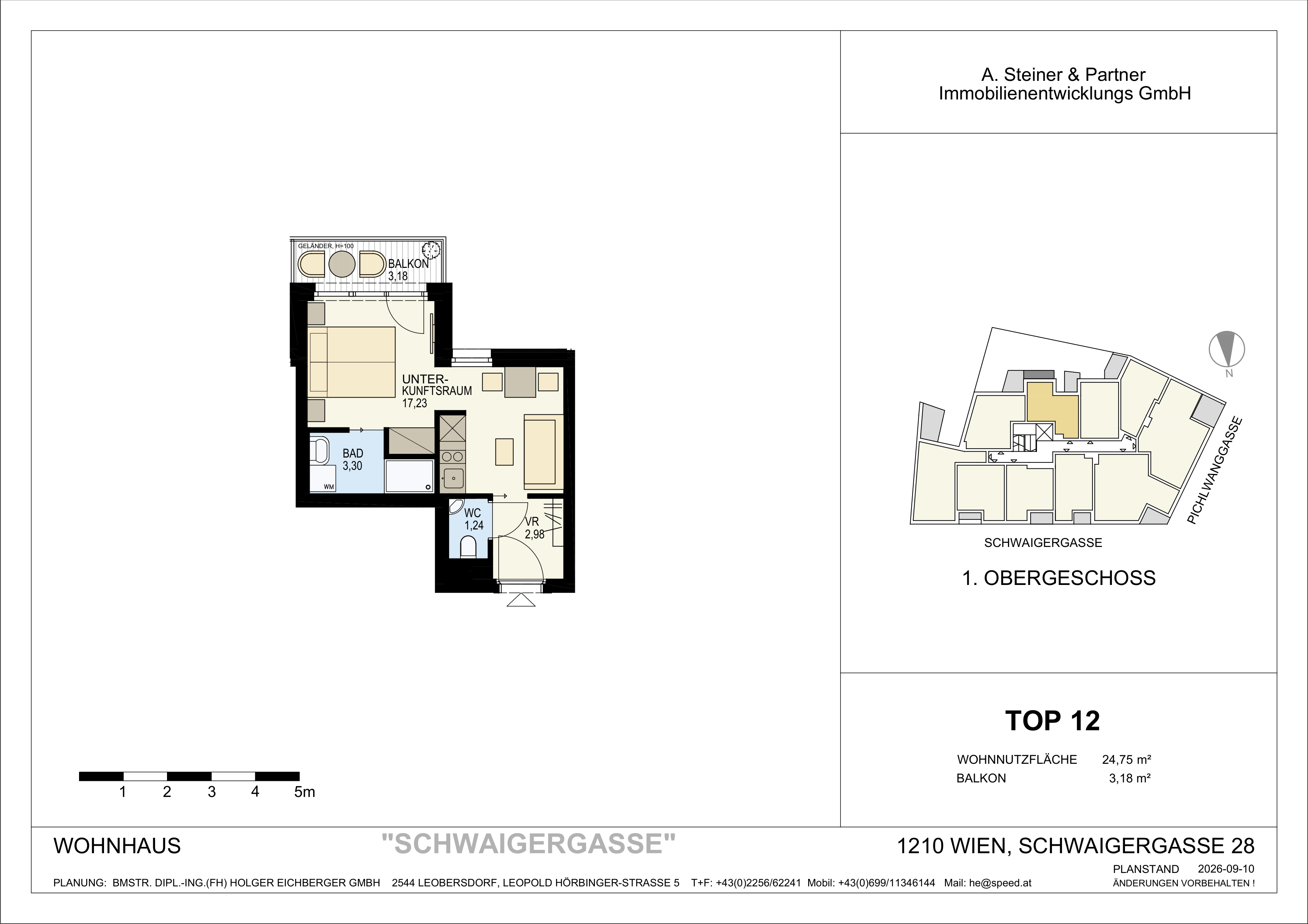 Grundriss TOP 12 – 1-Zimmer-Neubauwohnung im Goldenen Tukan, 1210 Wien