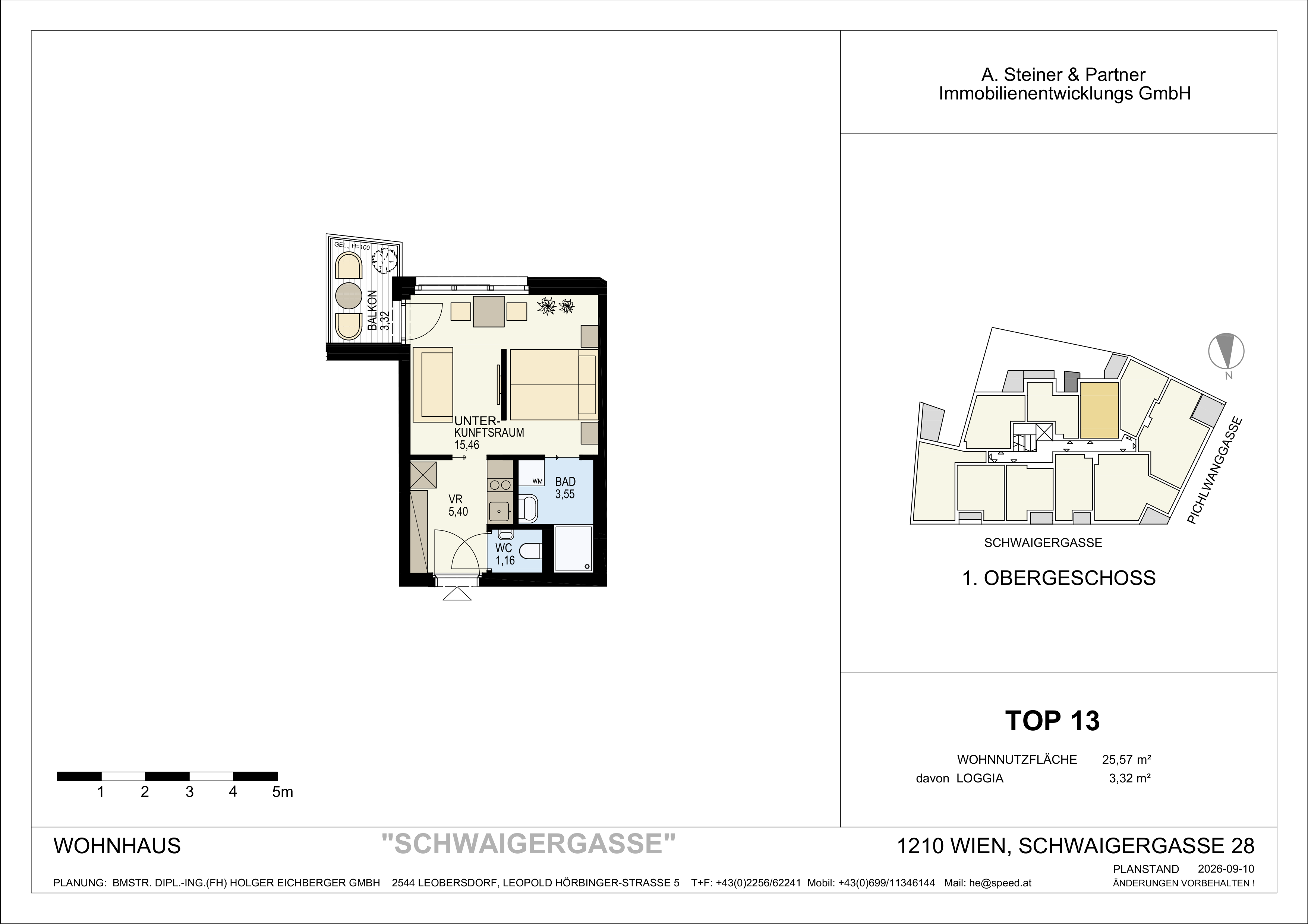 Grundriss TOP 13 – 1-Zimmer-Neubauwohnung im Goldenen Tukan, 1210 Wien