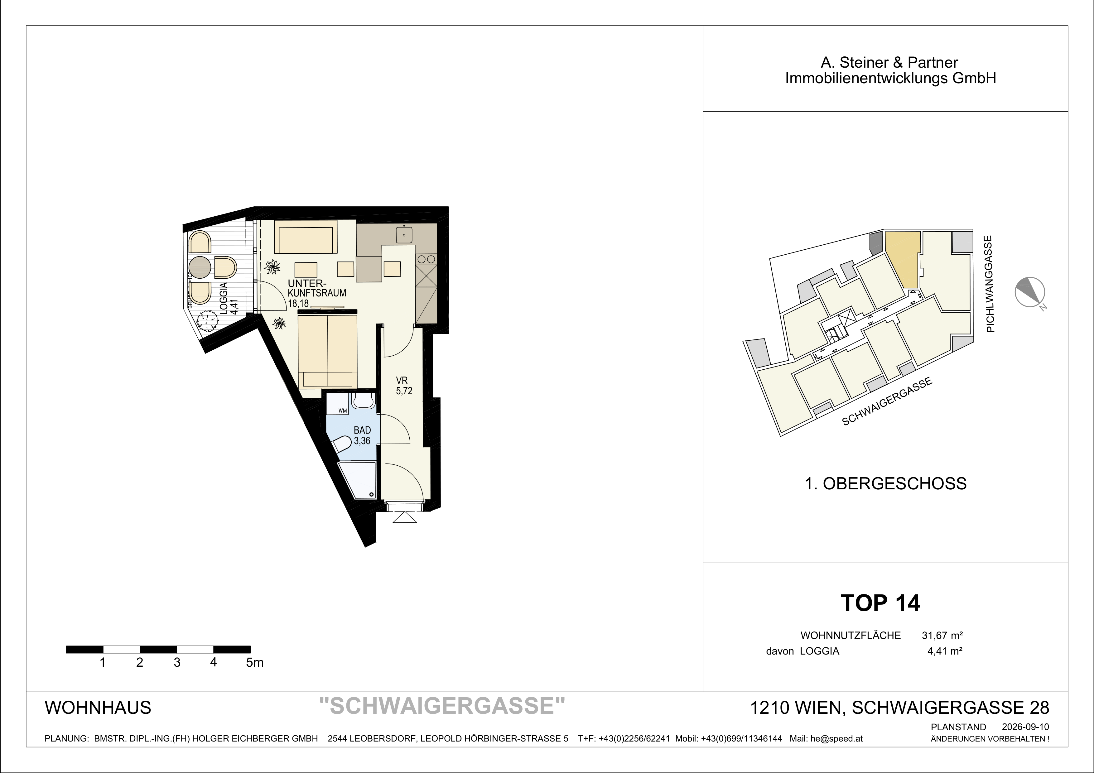 Grundriss TOP 14 – 1-Zimmer-Neubauwohnung im Goldenen Tukan, 1210 Wien
