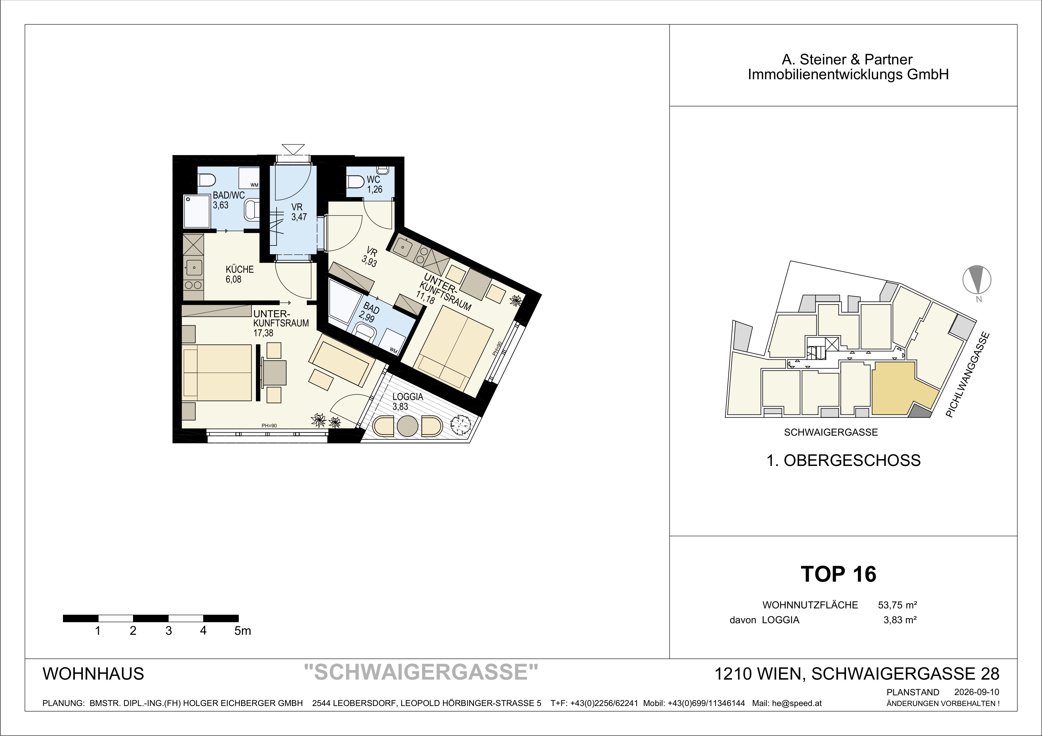 Grundriss TOP 16 – 2-Zimmer-Neubauwohnung im Goldenen Tukan, 1210 Wien
