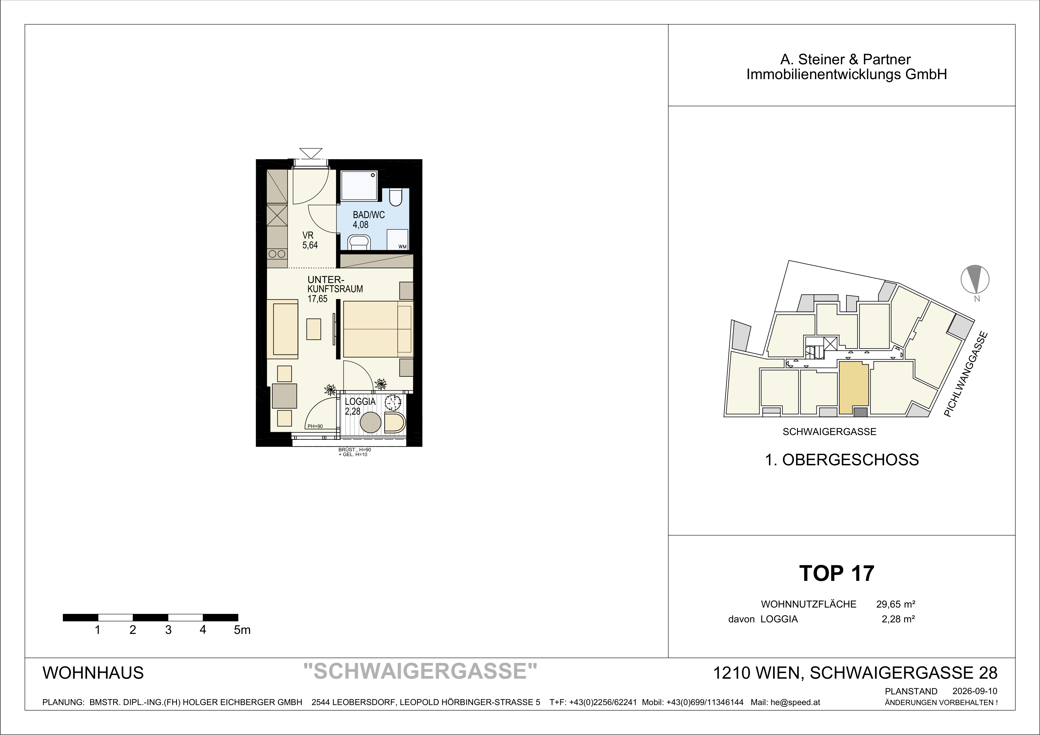 Grundriss TOP 17 – 1-Zimmer-Neubauwohnung im Goldenen Tukan, 1210 Wien