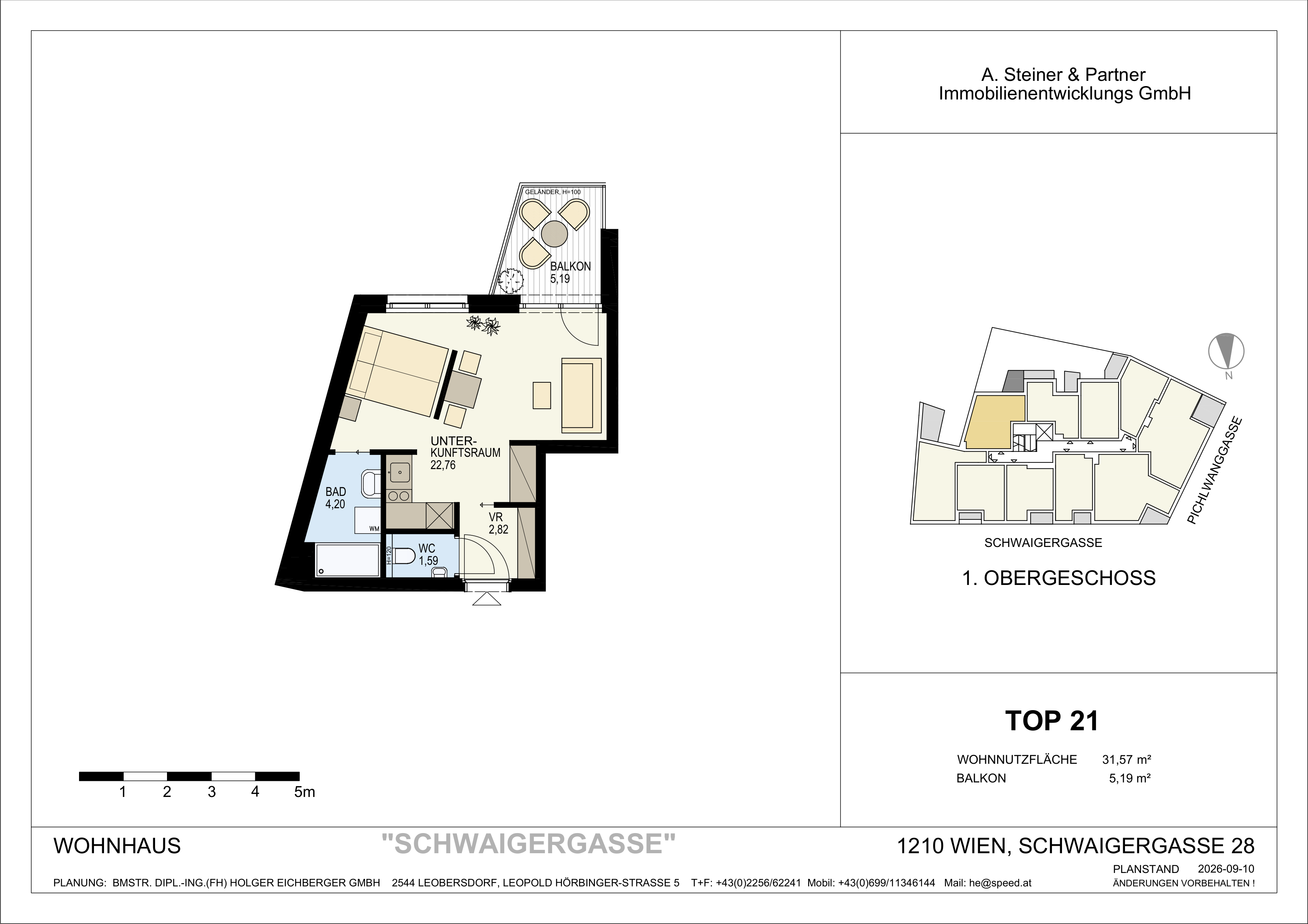 Grundriss TOP 21 – 1-Zimmer-Neubauwohnung im Goldenen Tukan, 1210 Wien